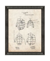 Baseball Mask Patent Print Old Look with Black Wood Frame - $24.95+