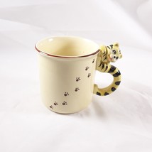 Vintage Tiger Coffee Mug Tail Handle Footprints Milk Cup Made In Japan - £9.35 GBP