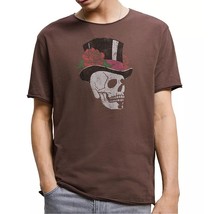 John Varvatos Men's Short Sleeve Top Hat Skull Roses Graphic Crew T-Shirt Mocha - £54.45 GBP