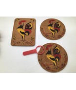 Vintage Cork Rooster Trivets Lot of 3 Mid Century Kitchen Decor Hot Pads - $463.35 MXN