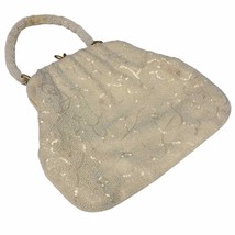 Vintage exclusively for Broadway stores white beaded bag gold accents 10... - £74.76 GBP