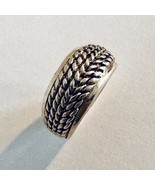 Solid Sterling Silver Wheat Pattern Band Ring Nice Weight Wider Front Un... - £14.07 GBP