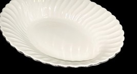 Syracuse China Wedding Ring Silhouette Oval Serving Bowl 10" x 7.75" Silver Trim image 3