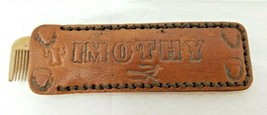 Comb Holder Tan Brown Timothy Western Nature Leather Handmade Vintage - $12.30