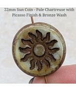 22mm Sun Coin Czech Glass Focal - $3.75+