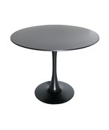 LeisureMod Bristol Mid-Century Modern Round Table with Wood Top and Iron... - £219.75 GBP