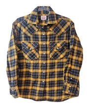 Levi&#39;s Western Button Up Shirt Yellow Black Plaid Womens Sz XS Pearl Sna... - $20.85