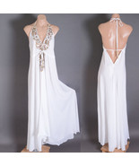 White Sexy Boho V-Neck Open Back Summer Beach Beaded Bow Long Maxi Dress... - $109.70 CAD