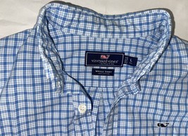 Vineyard Vines Whale Button Shirt Youth XL 16 White Blue  Check Cotton - £13.80 GBP