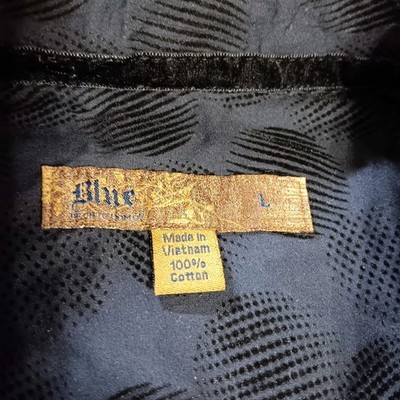 Blue Pronto Uomo Mens Long Sleeve Size L Button Down Shirt Blue Black Geometric Item image 3