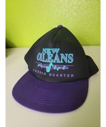 Vintage Snapback Hat New Orleans French Quarter Spellout Black Teal Purp... - $25.28