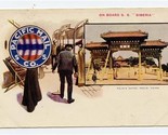 Pacific Mail Steamship Co SS Siberia Postcard Women at Rail Temple Gate ... - $17.82