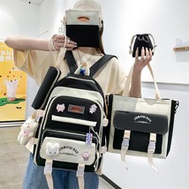 4Pcs/Set Women Laptop Backpack Harajuku Canvas School Bags For Teenage Girls 202 - £91.74 GBP