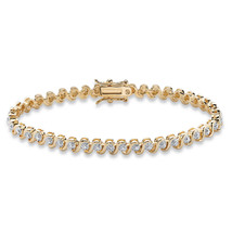 PalmBeach Jewelry Round Genuine Diamond Accent Gold-Plated Tennis Bracelet - £49.18 GBP