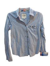 Abercrombie s small blue striped long sleeve shirt women plaid flip cuff - £11.76 GBP