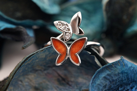 Navia Jewelry Butterfly Wings Diaethria clymena Silver Ring NR-10C-15 - £66.94 GBP