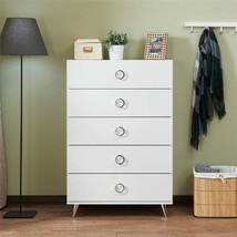 Contemporary 5 Drawer Chest in White - £200.03 GBP