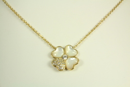 Four Hearts Mother of Pearl Necklace, Gold Plated - $45.00