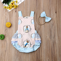NWT Peter Rabbit Easter Bunny Rabbit Baby Girls Ruffle Romper Headband Outfit - £8.78 GBP