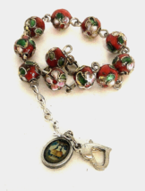 Cloisonet Beaded Bracelet With Charms and Heart Shaped Lobster ClawAgape Italia - £7.07 GBP