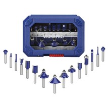 WORKPRO 15-Piece Router Bits Set, 1/4-Inch Shank Tungsten Carbide, and C... - £27.17 GBP