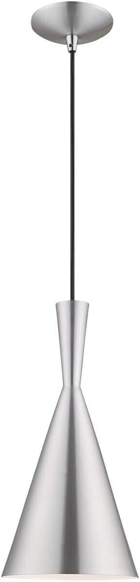 Livex Lighting 41185-66 Metal Shade - 7.25" One Light Mini Pendant Brushed ~NEW~ - £51.11 GBP