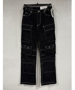 Juniors Teens Girls Cargo Pants Black Goth Emo Grunge Punk Size Small 41x28 - £23.24 GBP