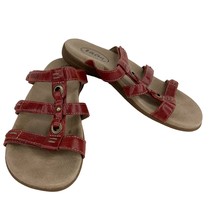 Taos Nifty Red Leather Sandals 7 Slip On Hook Loop Adjustable Straps - £39.96 GBP