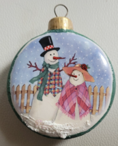Ceramic Christmas Ornament Snowman Snowwoman Music Button Festive Holiday - $12.99