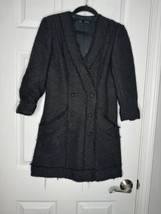 ZARA TRF Black Tweed Mini Dress With Embellished Button Detailing Size S... - $658.19 MXN
