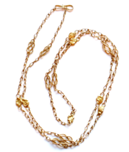 Vintage Artisan 14k Yellow Gold Necklace Unique Chain Nugget Knot Design 30in - £672.65 GBP