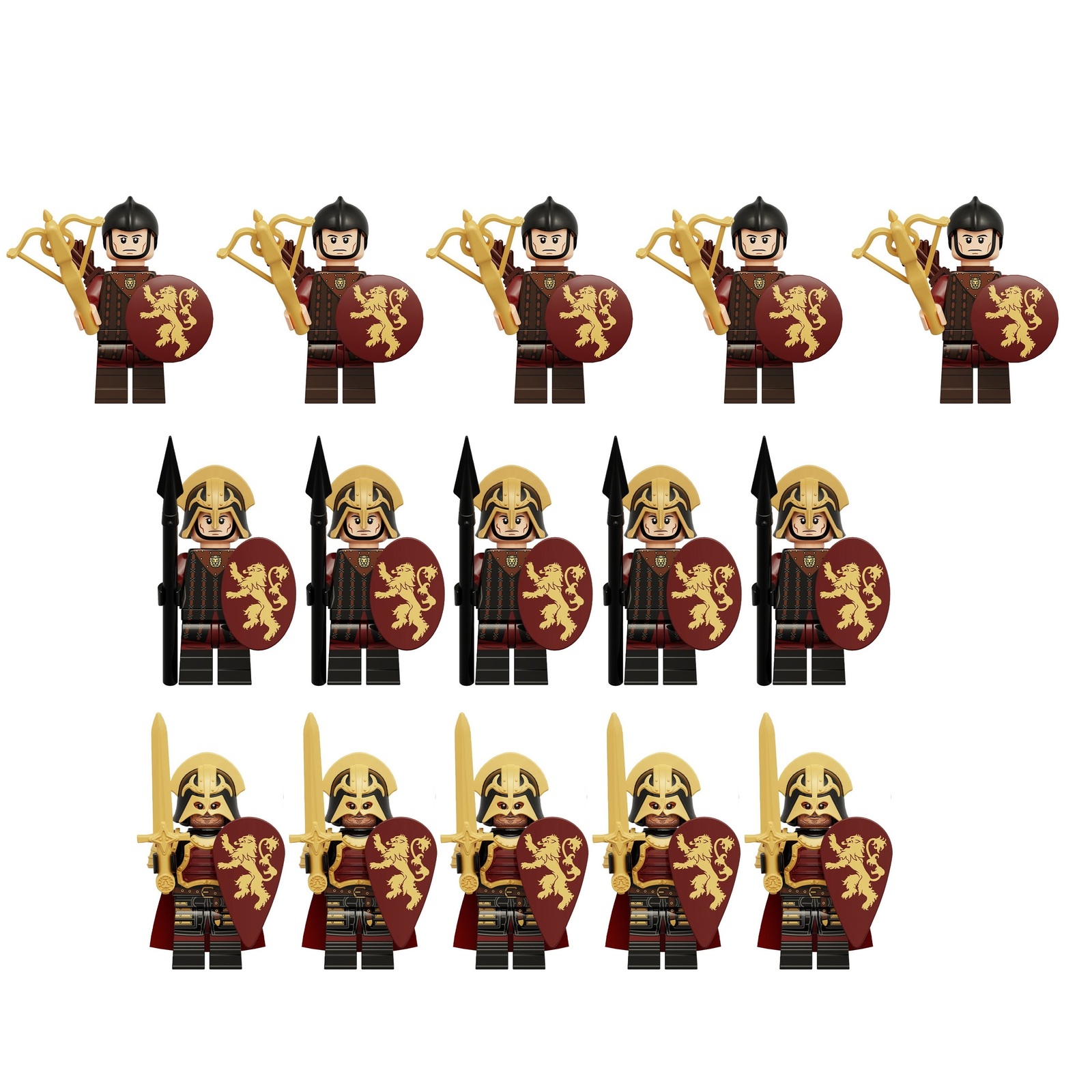 Game of Thrones House Lannister Infantry Army Soldiers 15pcs Minifigure Toys