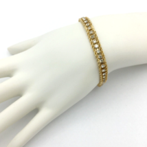 ESTATE rope chain rhinestone tennis bracelet - gold-tone metal clear glass stone - £15.84 GBP