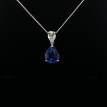 2Ct Pear Cut Simulate  Sapphire 2 Pear Pendant 14K White Gold Plated 18&quot;... - $73.74