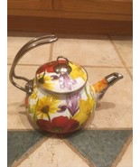 Pioneer Woman 2.3 Qt Enameled Steel Flower Garden Tea Pot Kettle Floral ... - $45.75