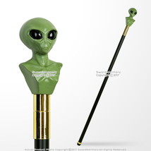 36&quot; Alien Skull Handle Walking Stick Universe UFO Solid Fantasy Cane - £12.55 GBP