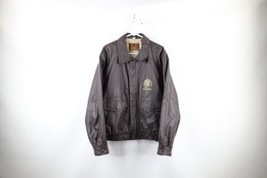 Vintage 90s Mens XL Spell Out North American Hunting Club Leather Bomber Jacket - £62.28 GBP