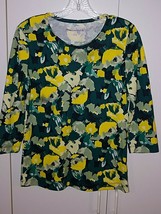 Rebecca Malone Ladies Floral COTTON/POLY Knit Pullover TOP-S-WORN 1-COLORFUL - £5.19 GBP