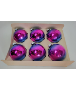 6 Vtg Coby Glass Christmas Ornaments Blue Pink Purple Ombre Made in USA ... - $44.55