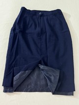 Sassco Women's Blue 100% Wool Back Zipper Pleated Front Pencil Skirt Size 8 image 11
