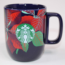 Starbucks Cobalt Blue Mug 12 oz Poinsettia Christmas Holiday 2020 Coffee... - £9.28 GBP