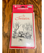 Vintage Christmas party invitation cards old fashion country scene never... - €16,88 EUR