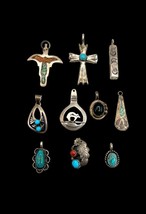 Navajo Sterling Silver Turquoise Multi Stone Pendant Charm Resale Lot 008 - £199.83 GBP