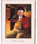 Vintage Hallmark Christmas Card Portly Victorian Man Drinking Paste On C... - $3.57