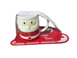 Homegoods Tag Cookies For Santa Mug And Plate Set 9.5&quot;L x 5.5&quot;W Red Whit... - £15.75 GBP