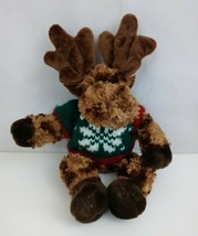 2007 Princess Soft Toys Moose Wearing Christmas Snowflake Sweater 12&quot; Plush - £11.62 GBP