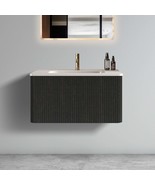 Etna 30&quot; Black Oak Floating Bathroom Vanity - $441.99
