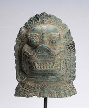 Antique Khmer Style Bronze Mounted Temple Guardian or Lion Head - 52cm/21&quot; - $1,086.90
