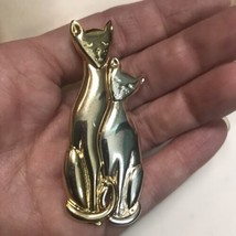 Vintage AAI Cat Brooch Gold and Silver Tone - £9.72 GBP