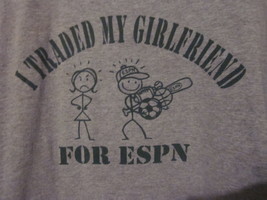 Nwot - Espn &quot;I Traded My Girlfriend For Espn&quot; Gray Adult Xl Short Sleeve Tee - £3.98 GBP